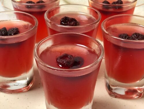 Cranberry Whiskey Jello Shots (Vegan)
