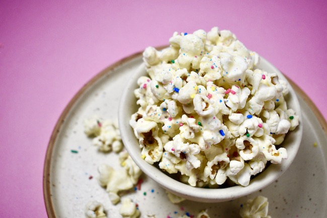White Chocolate Popcorn With Sprinkles
