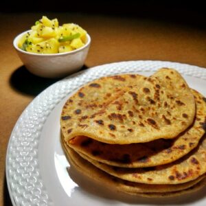 Onion Paratha with Bengali Sada Aloo