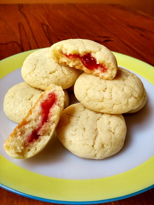 Eggless Strawberry Jam-Filled Cookies