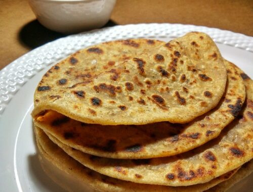 Onion Paratha with Bengali Sada Aloo