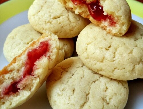 Eggless Strawberry Jam-Filled Cookies