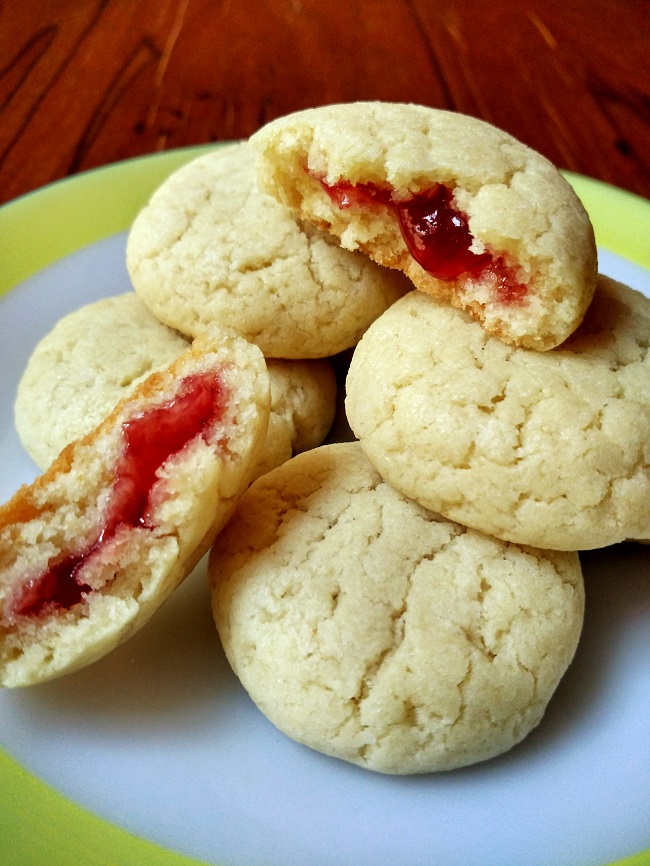 Eggless Strawberry Jam-Filled Cookies