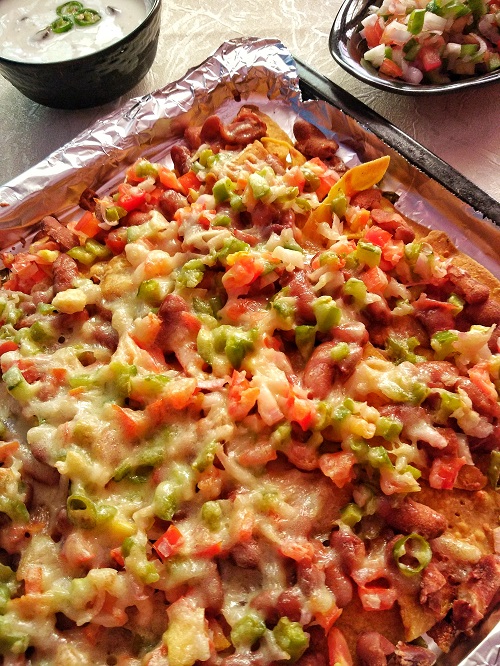 Nachos Supreme with Kidney Beans and Veggies