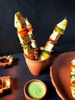 Paneer Tikka Rockets | Grilled Paneer and Vegetables Skewers