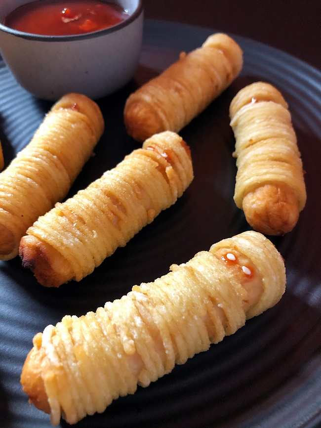 Hot Dog Mummies with Spaghetti