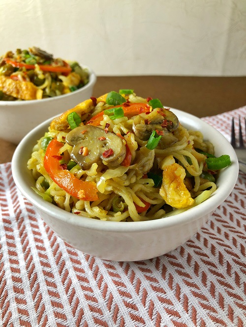 Indian-Style Maggi Recipe with Egg and Mushroom