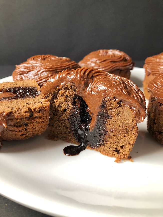 Chocolate Cupcakes Filled With Chocolate Syrup
