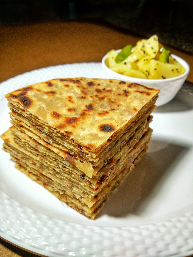 Onion Paratha with Bengali Sada Aloo
