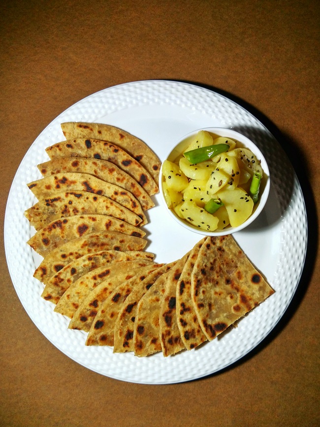 Onion Paratha with Bengali Sada Aloo
