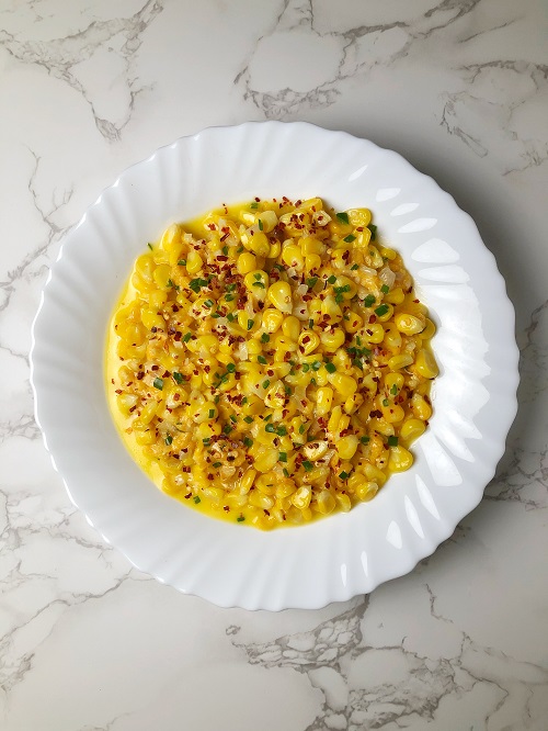 Cheesy Sweet Corn - Made with Cheddar, Chilli and Garlic
