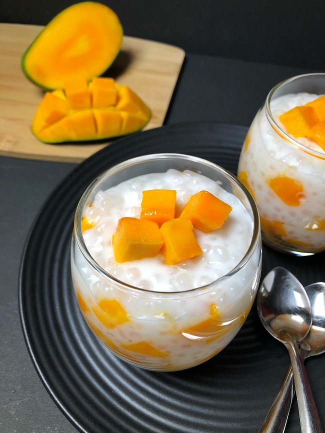 Easy Mango Tapioca Pudding | Eggless Dessert