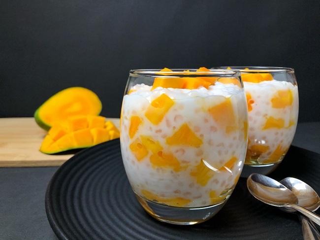 Easy Mango Tapioca Pudding | Eggless Dessert