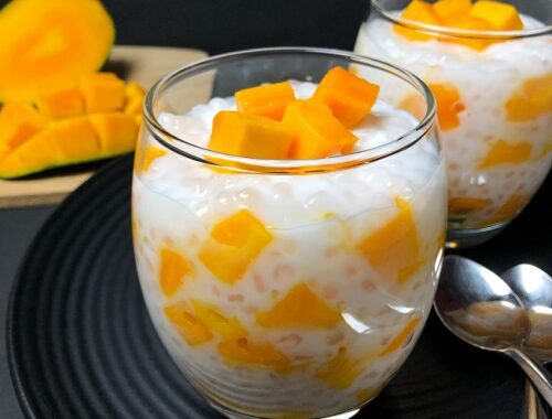 Easy Mango Tapioca Pudding | Eggless Dessert