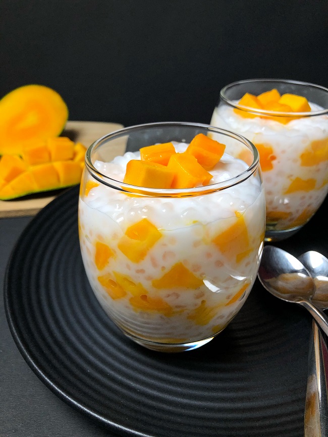 Easy Mango Tapioca Pudding | Eggless Dessert