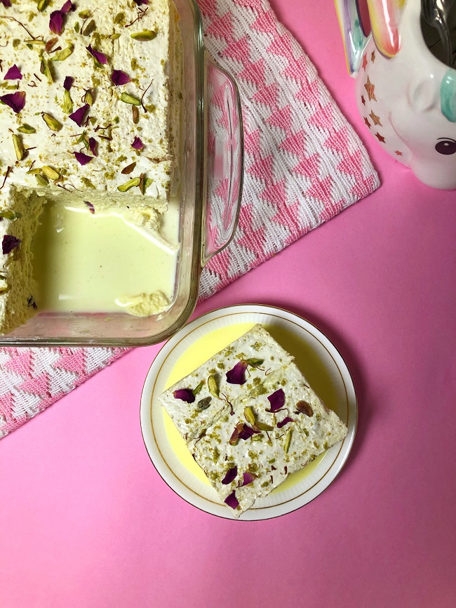 Instant Rasmalai Bread Pudding
