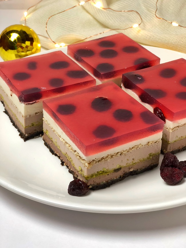 Cranberry Chocolate Panna Cotta Bars
