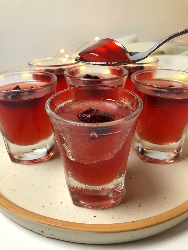 Cranberry Whiskey Jello Shots (Vegan)
