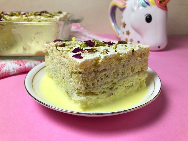 Instant Rasmalai Bread Pudding