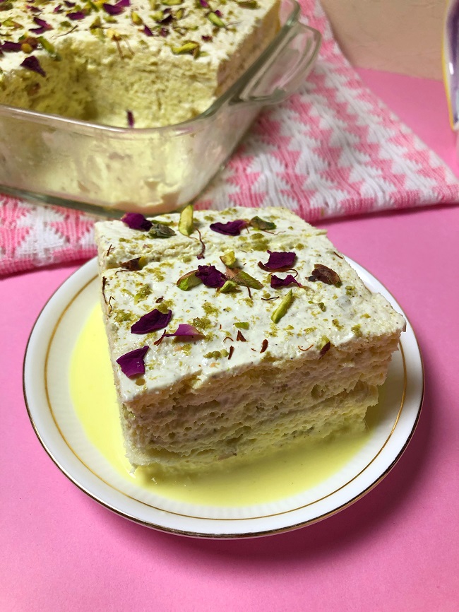 Instant Rasmalai Bread Pudding