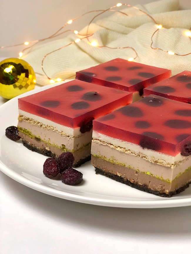 Cranberry Chocolate Panna Cotta Bars