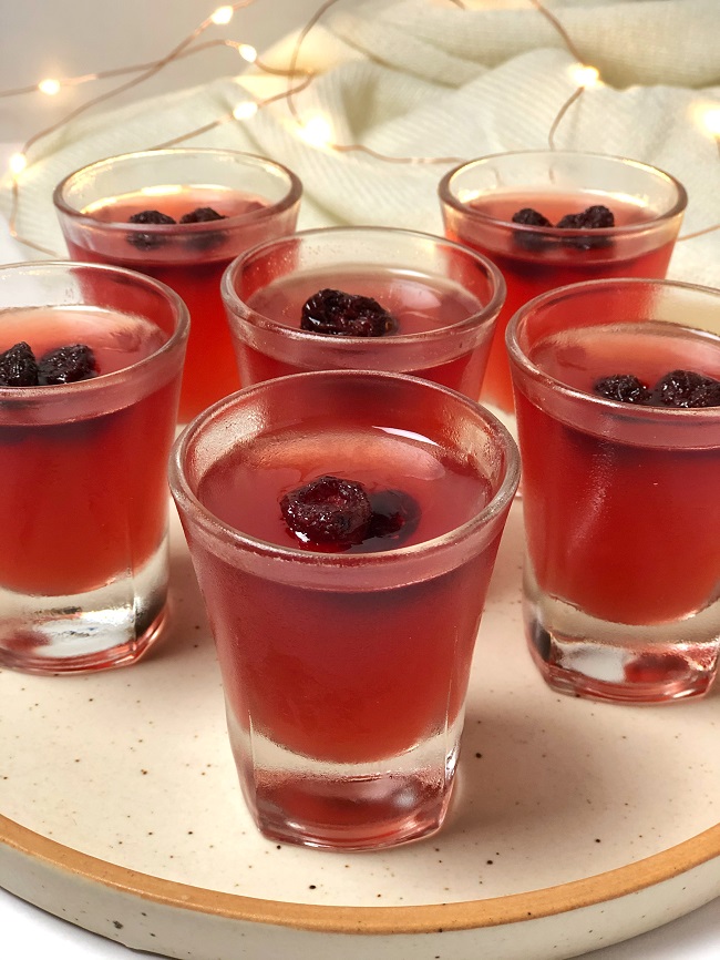 Cranberry Whiskey Jello Shots (Vegan)