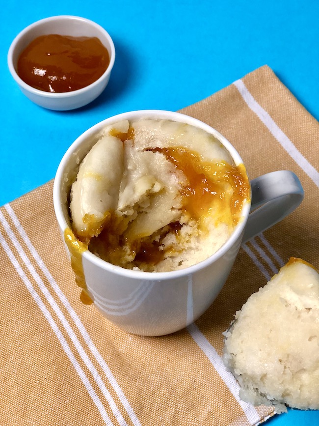 Microwave Mug Cake Filled With Mango Jam 
