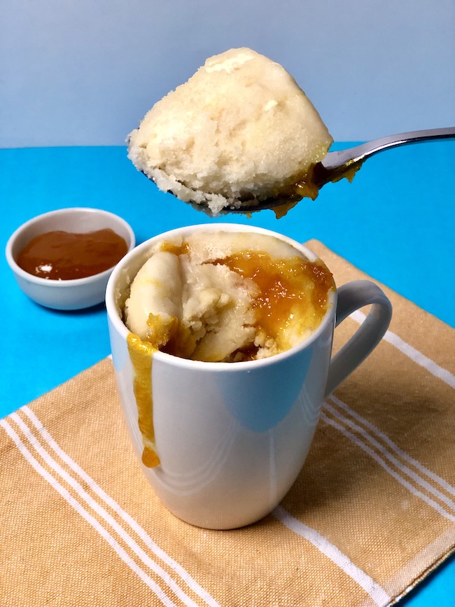 Microwave Mug Cake Filled With Mango Jam 
