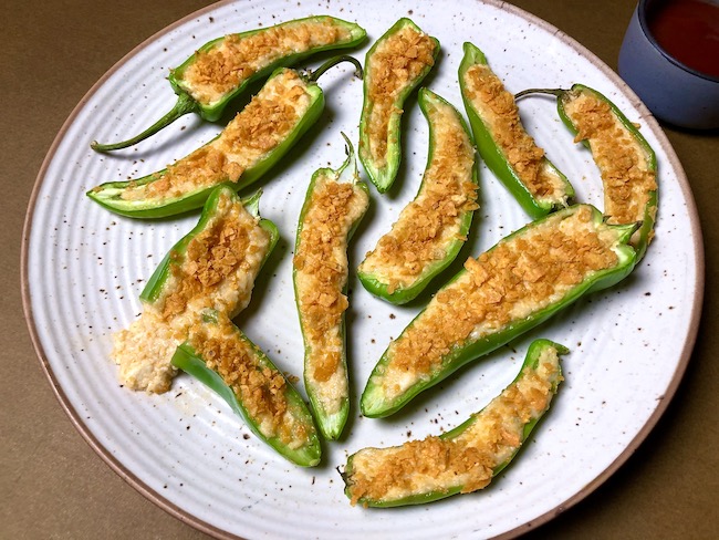 Baked Jalapeno poppers | Cheese Stuffed Bhavnagri Chillies
