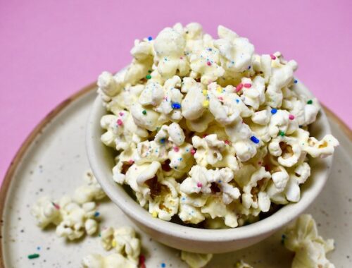 White Chocolate Popcorn With Sprinkles