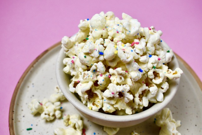 White Chocolate Popcorn With Sprinkles