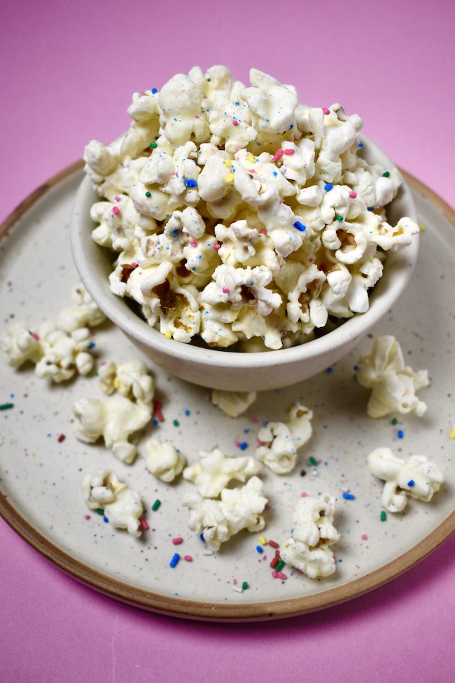 White Chocolate Popcorn With Sprinkles
