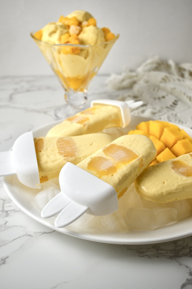 3-Ingredient Creamy Mango Popsicles and Ice Cream Made In a Blender
