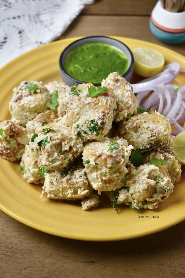 tandoori malai soya chaap recipe in an OTG and in a non-stick pan