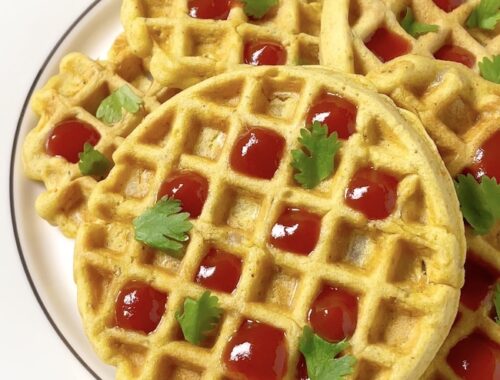 Pyaz Pakora Waffles Recipe